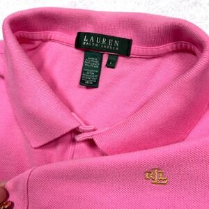 Lauren Ralph Lauren Pink Polo Shirt with Gold RL Logo